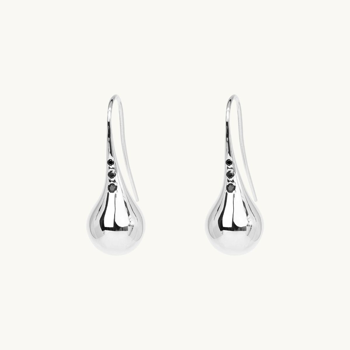 rhngen p krok med svarta diamanter, stenar, droppe, 925 sterling silver