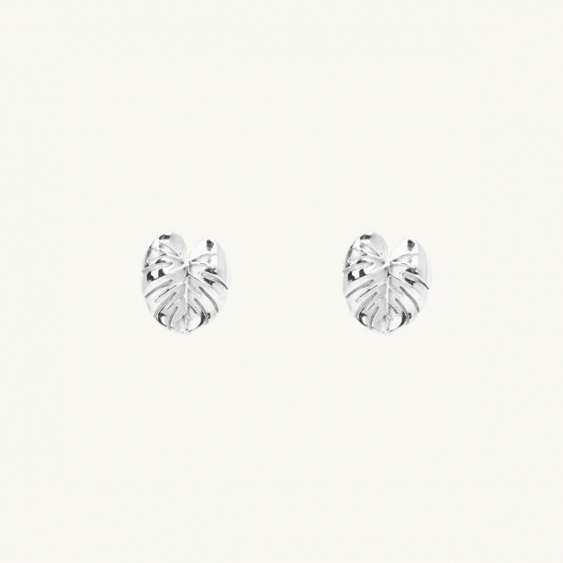 MINI PALM LEAF EARRINGS SILVER