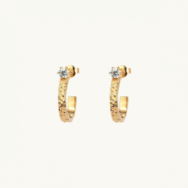 PRINCESS HOOPS STONE SMALL GOLD