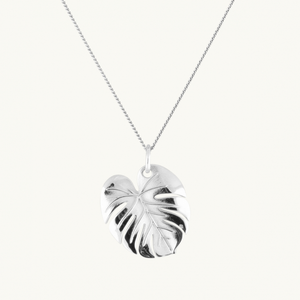 PALM LEAF NECKLACE SILVER