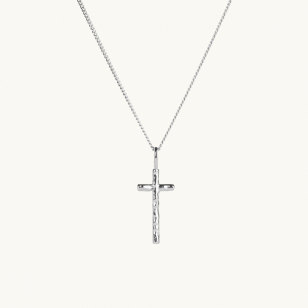 ORGANIC CROSS NECKLACE SILVER