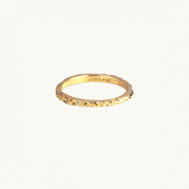 18K guld ring tunn och skrovlig