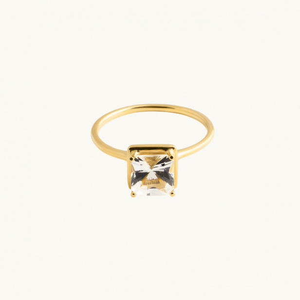 18K guld ring med en fyrkantig topas-sten