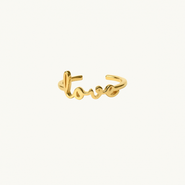 Ring i guld med ordet love
