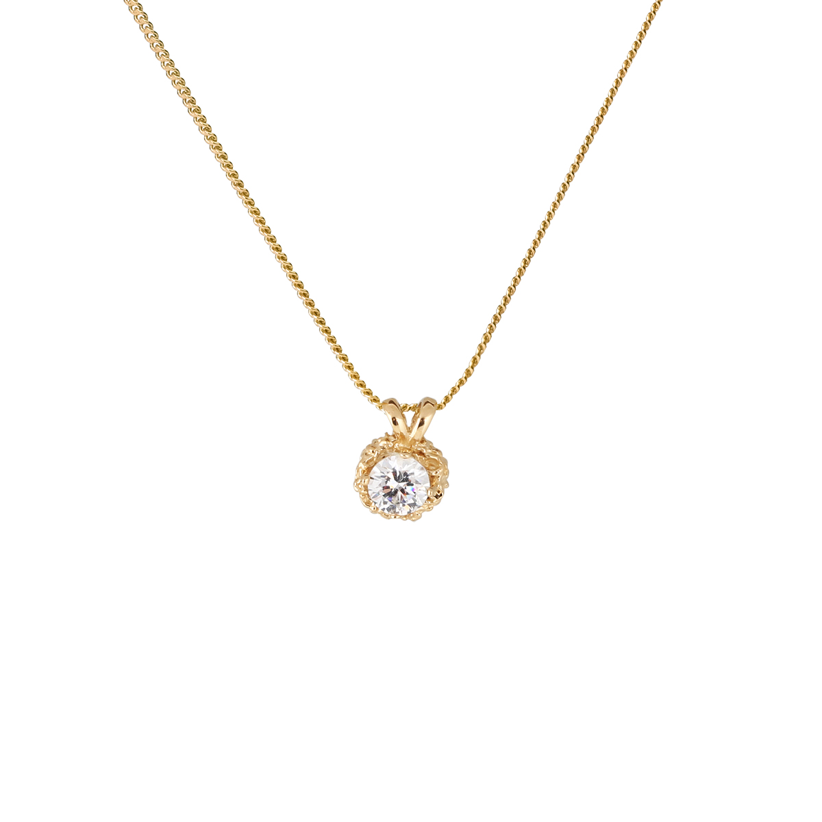 Guldhalsband med en vit diamant 