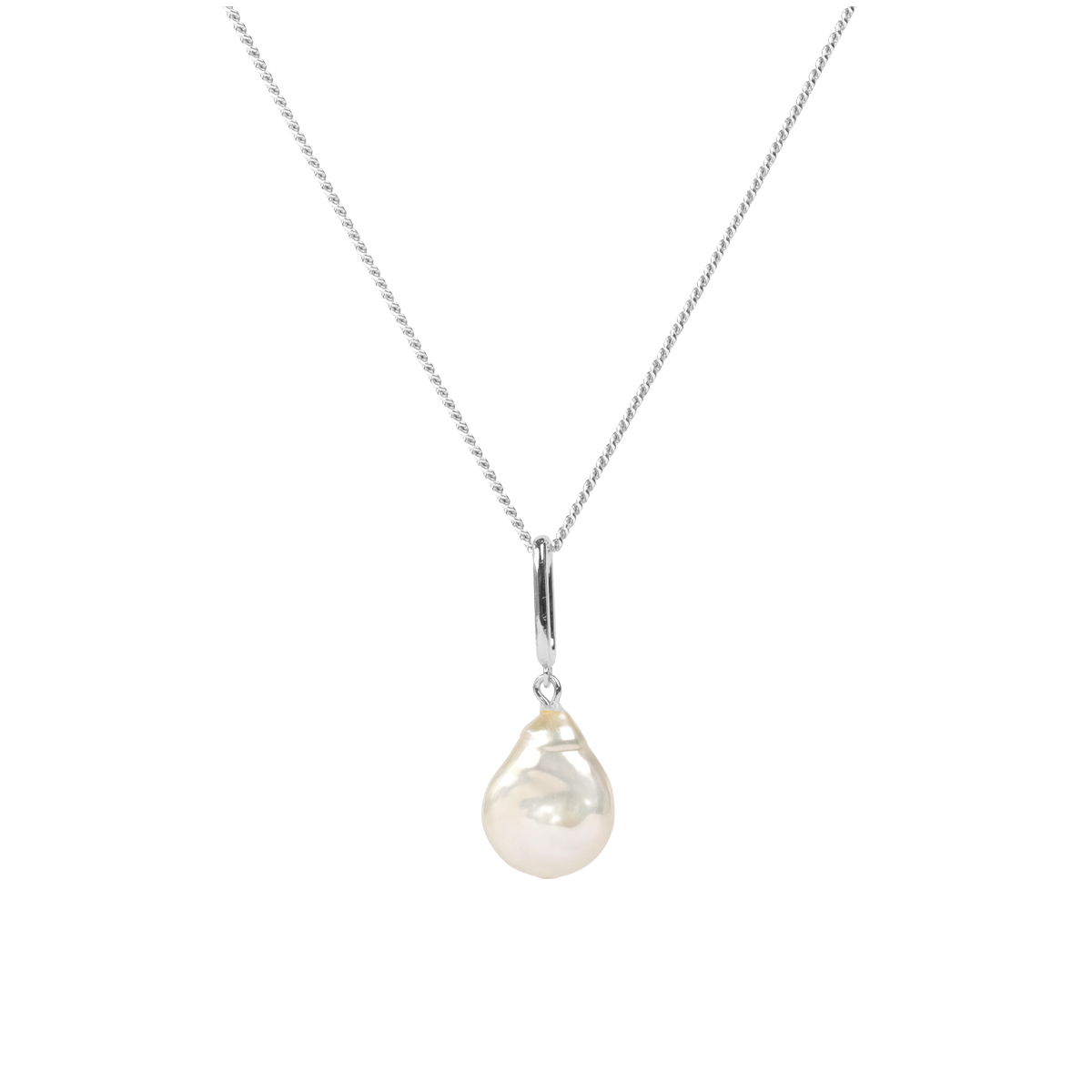 Silverhalsband med en vit stvattenprla 