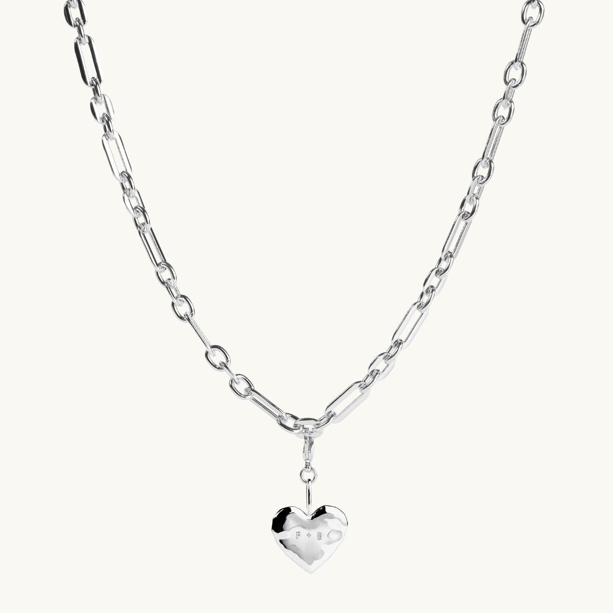 Organic name heart p en chunky chain i sterlingsilver.