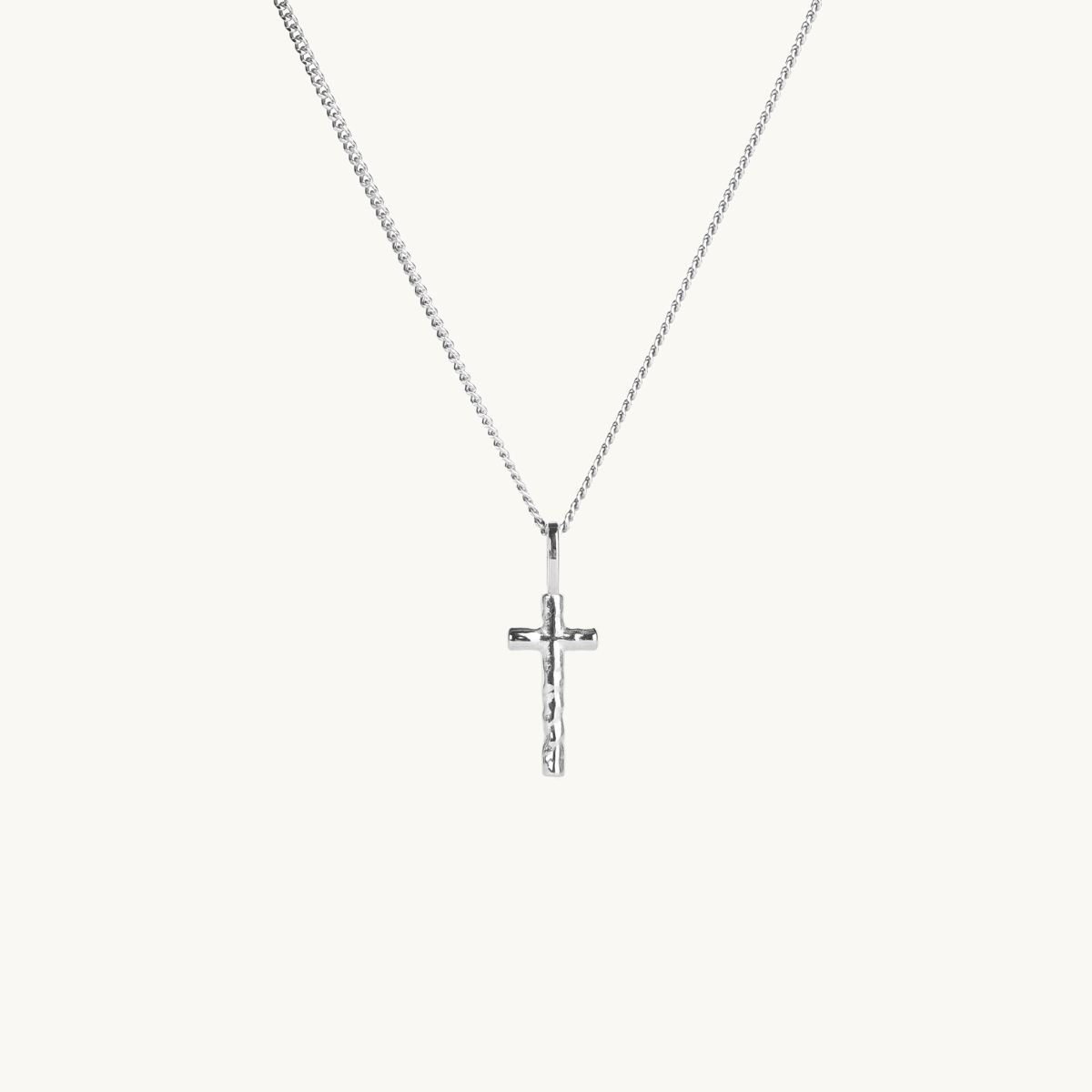 ORGANIC CROSS NECKLACE S SILVER - 45 CM