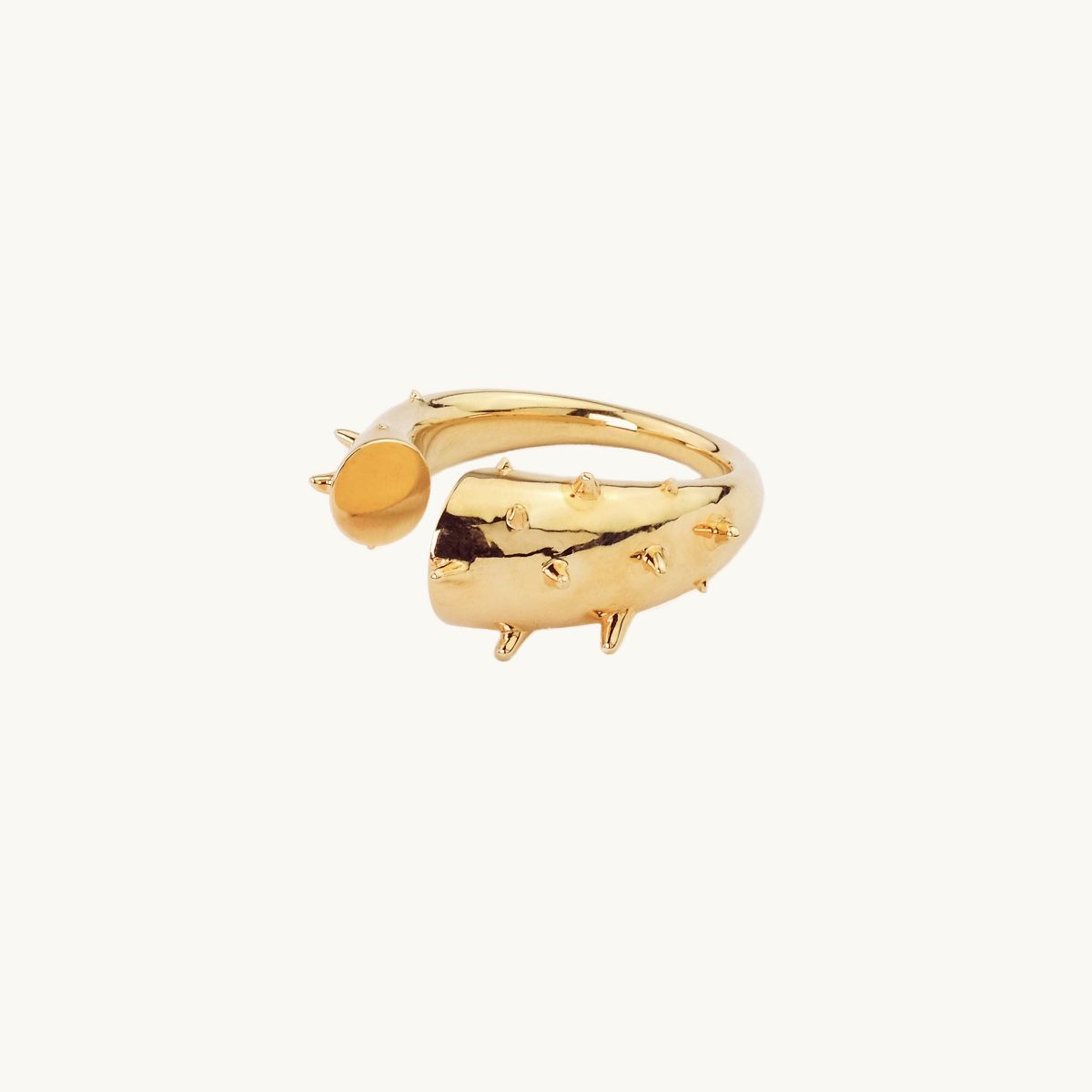 Stor fikon trd ring i guldfrgylld mssing justerbar