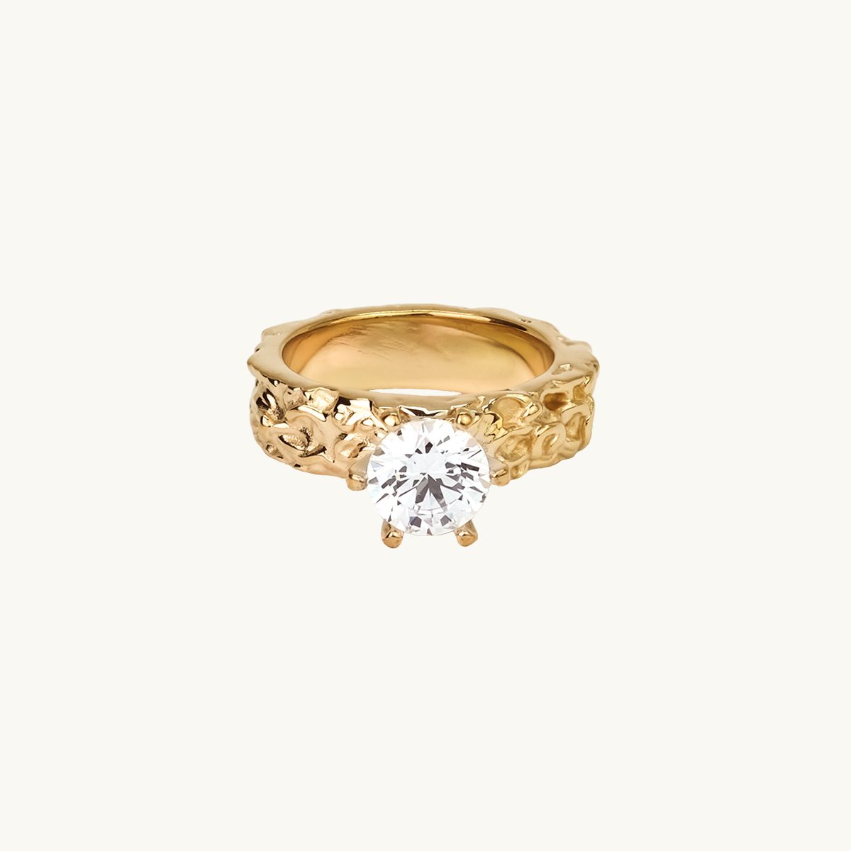 Prinsess ring i guldfrgylld mssing med vit sten