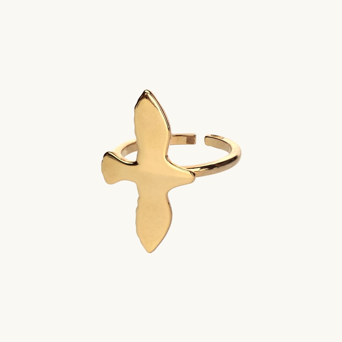 Justerbar ring i guld i form av en duva