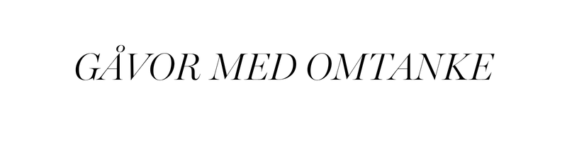 Header med texten "Gåvor med omtanke"
