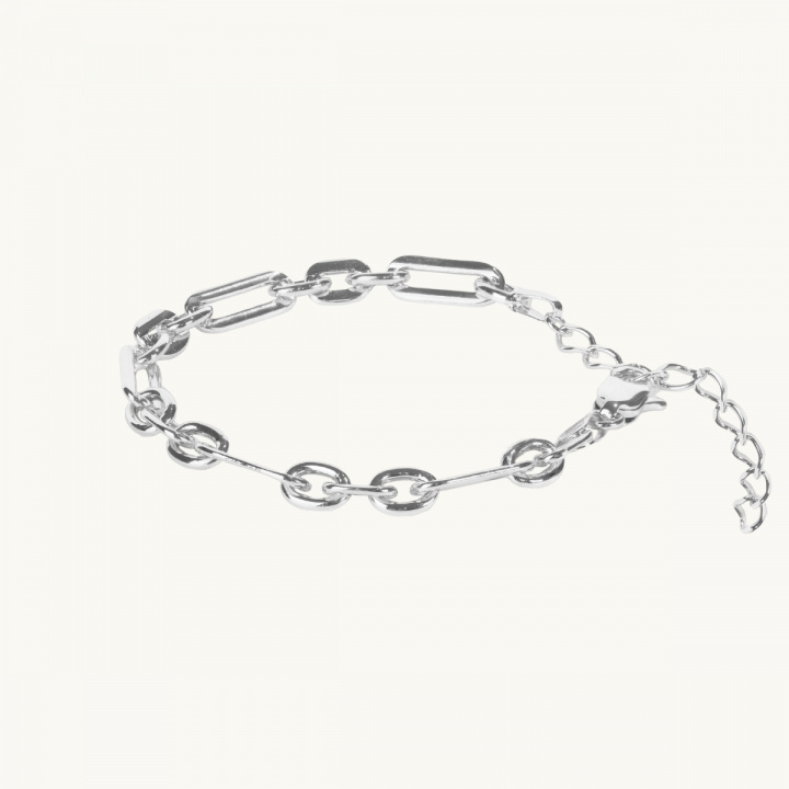 Ett silverarmband med länkar