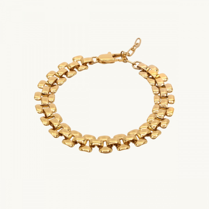 Guldarmband med små rektangulära länkar