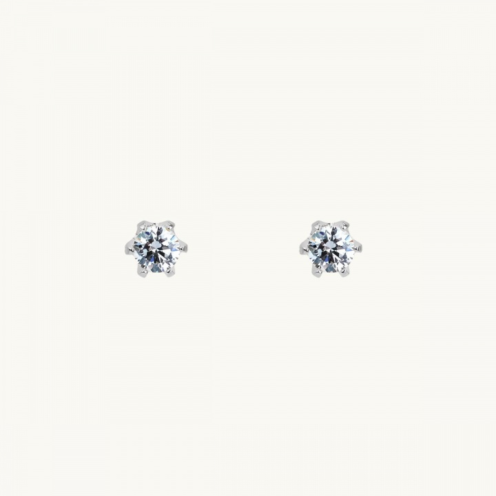 Sterlingsilver örhängen med vit sten, 4mm