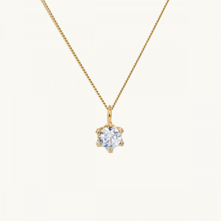 Halsband berlock guld med en vit diamant infattad i klo, prinsessa