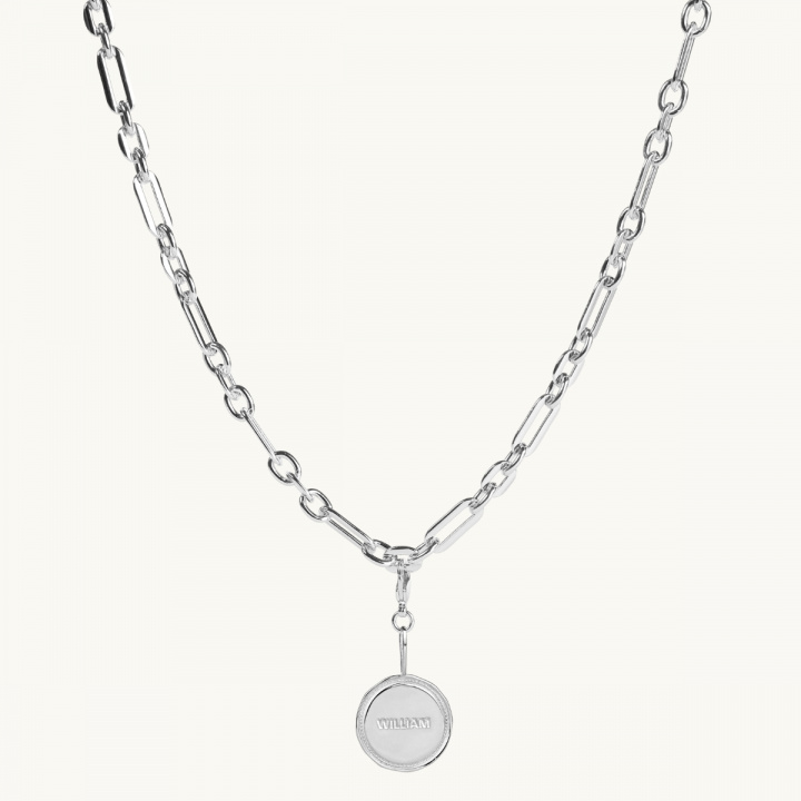 chunky chain med wreath graverat mynt i sterling silver