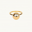 Globe ring i guldfrgylld mssing med svarta cz-stenar