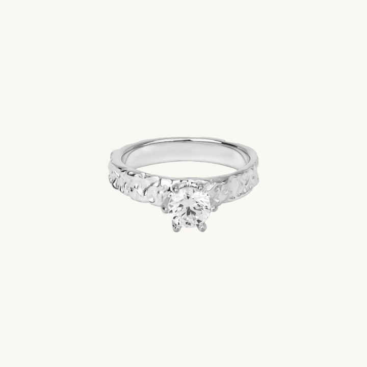 Prinsessring i sterlingsilver med vit sten