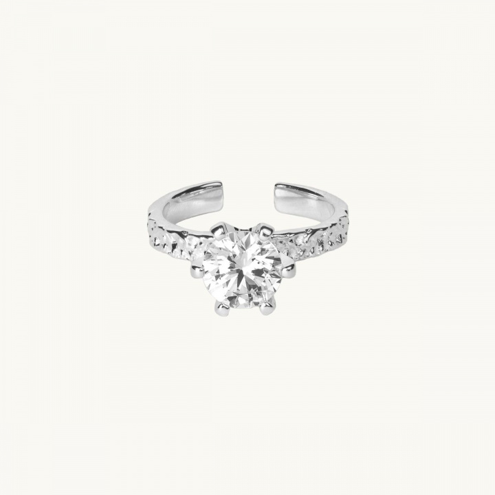 Justerbar princessring i silver med cz sten