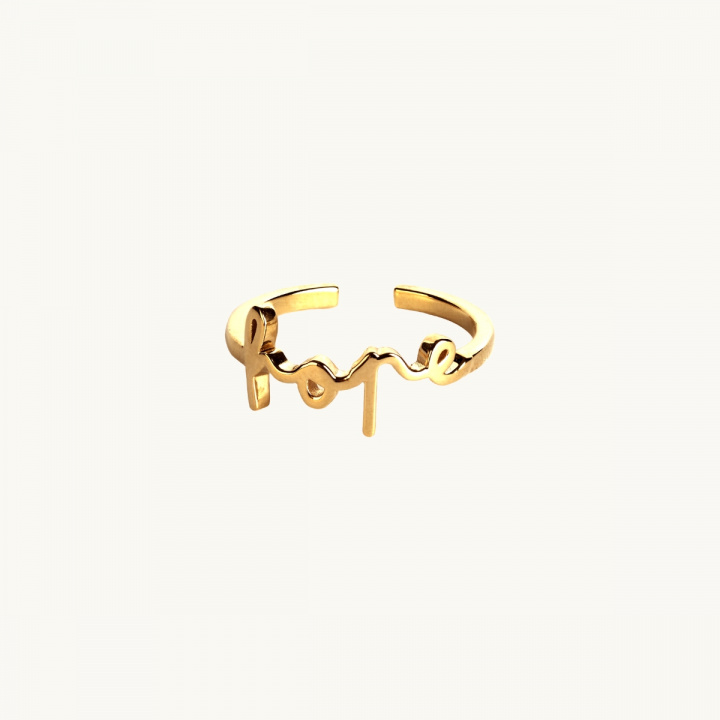 ring med ordet hopp, i guld