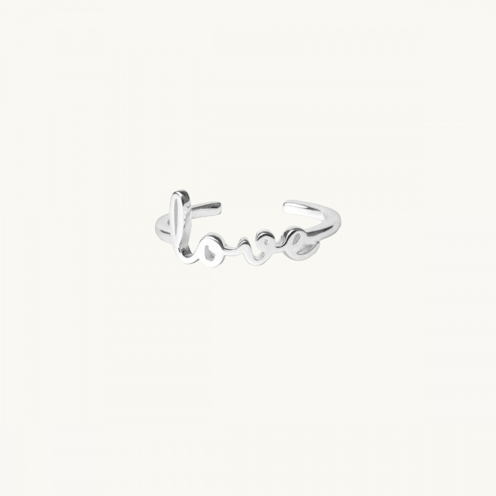Silverring med ordet love